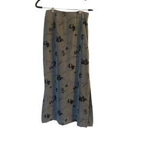 VGUC Vintage Bentley Gray/Black Floral Skirt 10" Side Slits Back Zipper Size 8